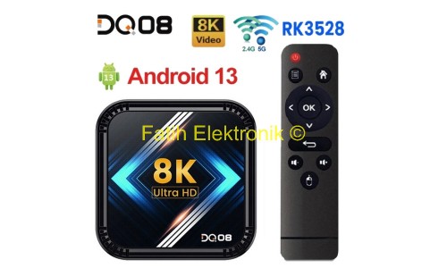 DQ08 RK3528 Android 13 8K Video 4K HDR10 4G Ram 32G Hafıza iptv uyumlu